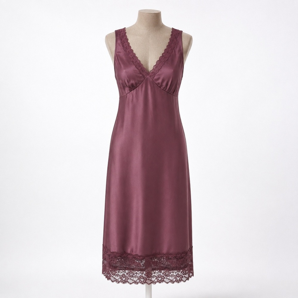 Satin Fairy Lace Babydoll Maxi Slip Dress Size S Sleeveless Y2K 90s Minimalist